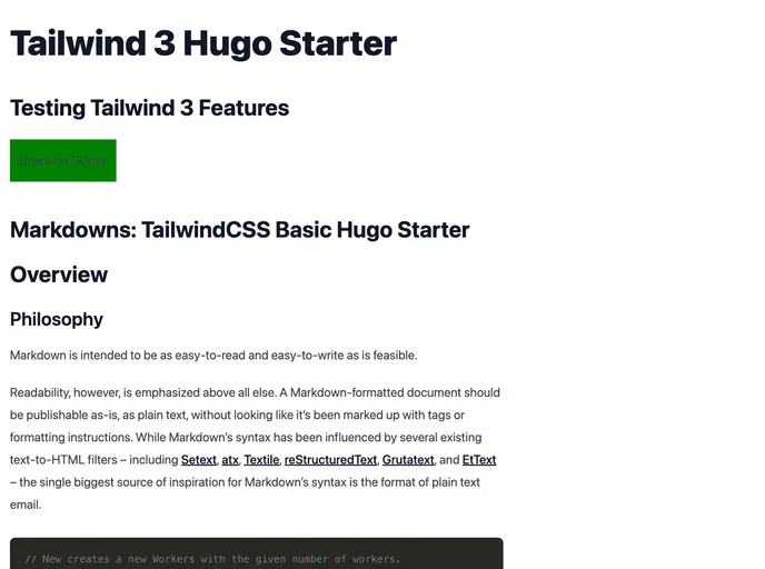 Hugo Starter Tailwind Basic screenshot
