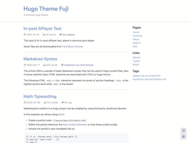 Hugo Theme Fuji screenshot