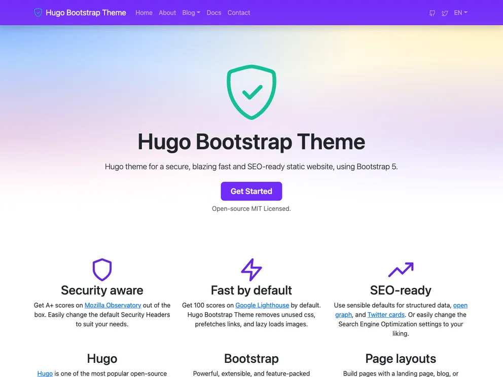 Hugo Bootstrap Theme screenshot