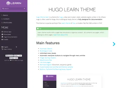 Hugo Theme Learn screenshot