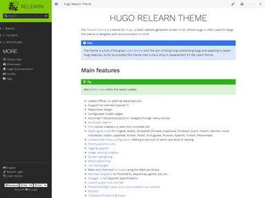 Hugo Theme Relearn screenshot