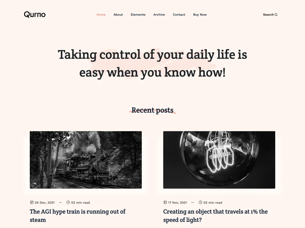 Qurno Hugo Blog screenshot