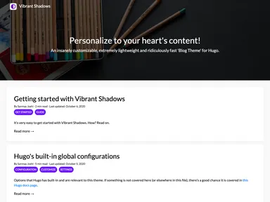 HugoTheme VibrantShadows screenshot